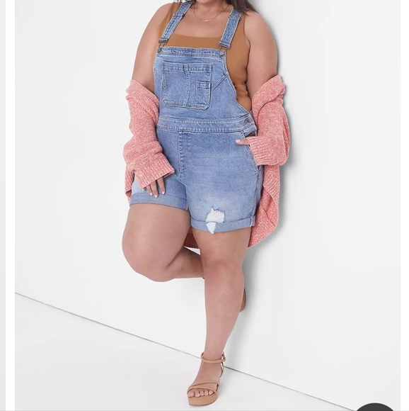 Lane Bryant Pants - Lane Bryant Boyfriend Short Denim Overalls Size 20